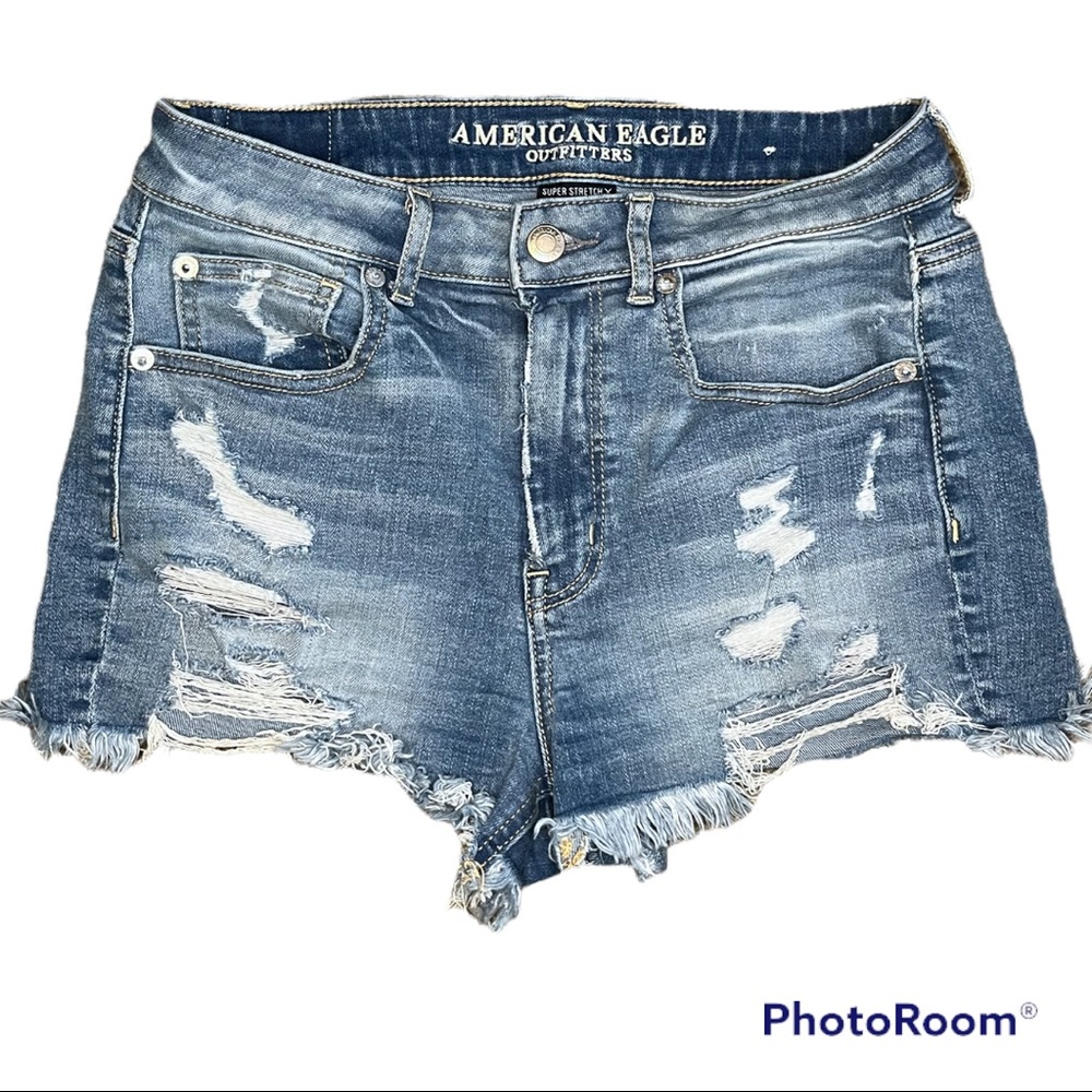 American Eagle Super Stretch Super High-Rise Shortie Jean Shorts
